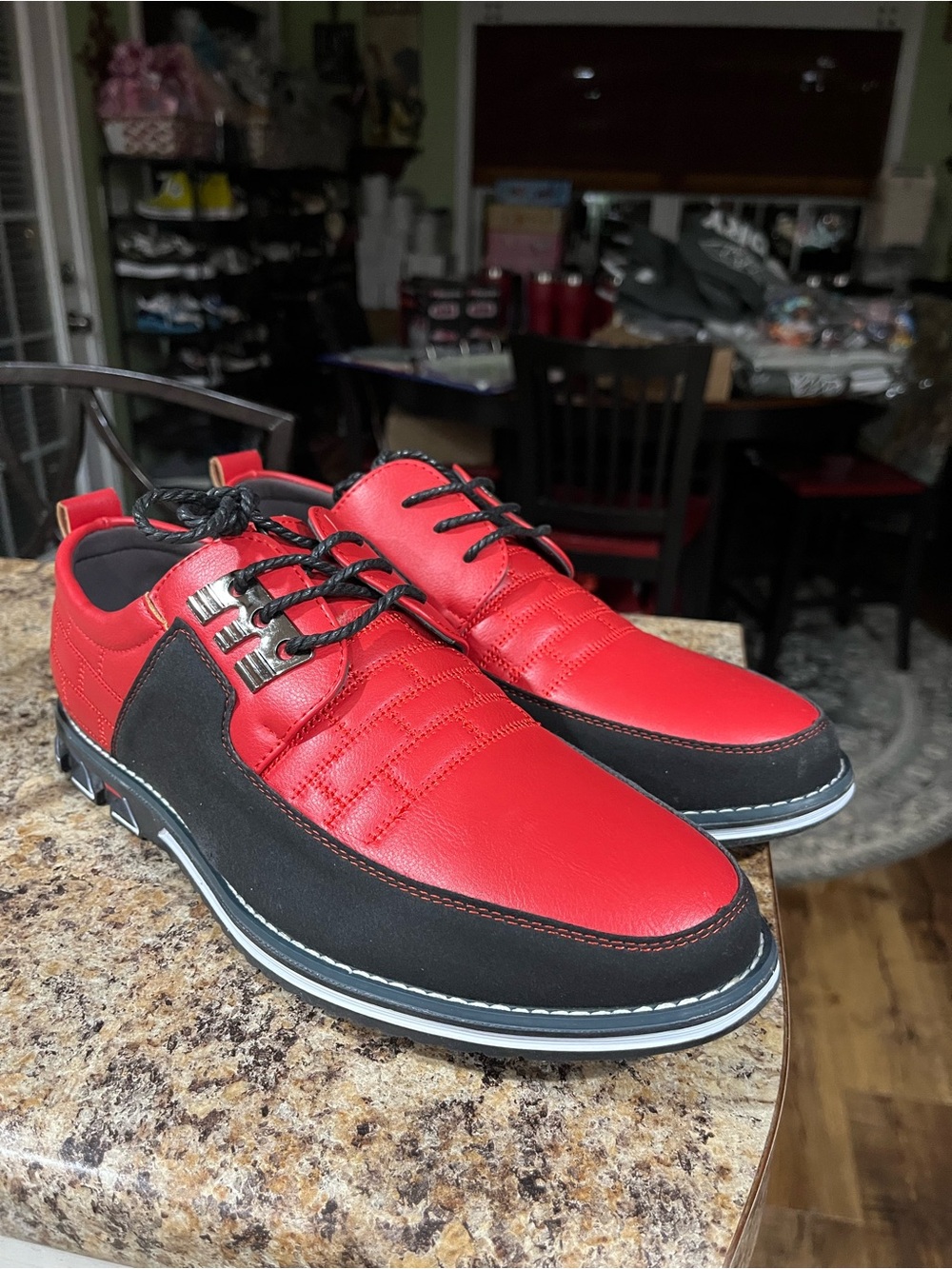 Men's Red & Black Casual Lace-Up Shoes